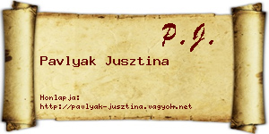 Pavlyak Jusztina névjegykártya